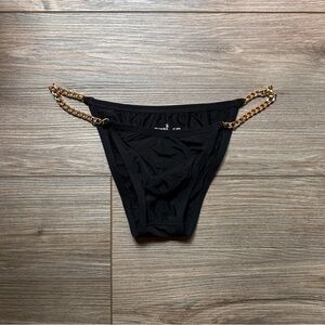 Premium Bikini Briefs with Gold Chain Detail in Classic Black / Onyx (Small)